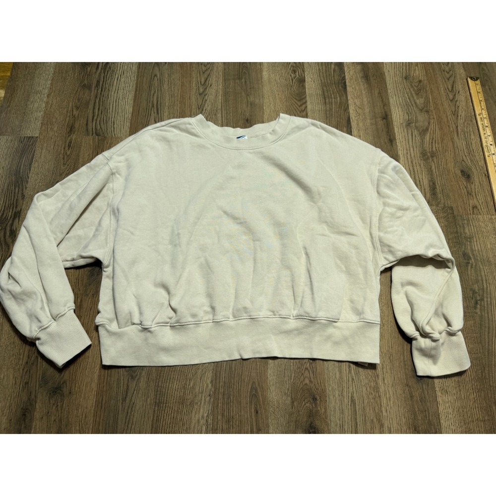 Old Navy Sweater Women's Size XL Cream Crewneck Pullover Long Sleeve